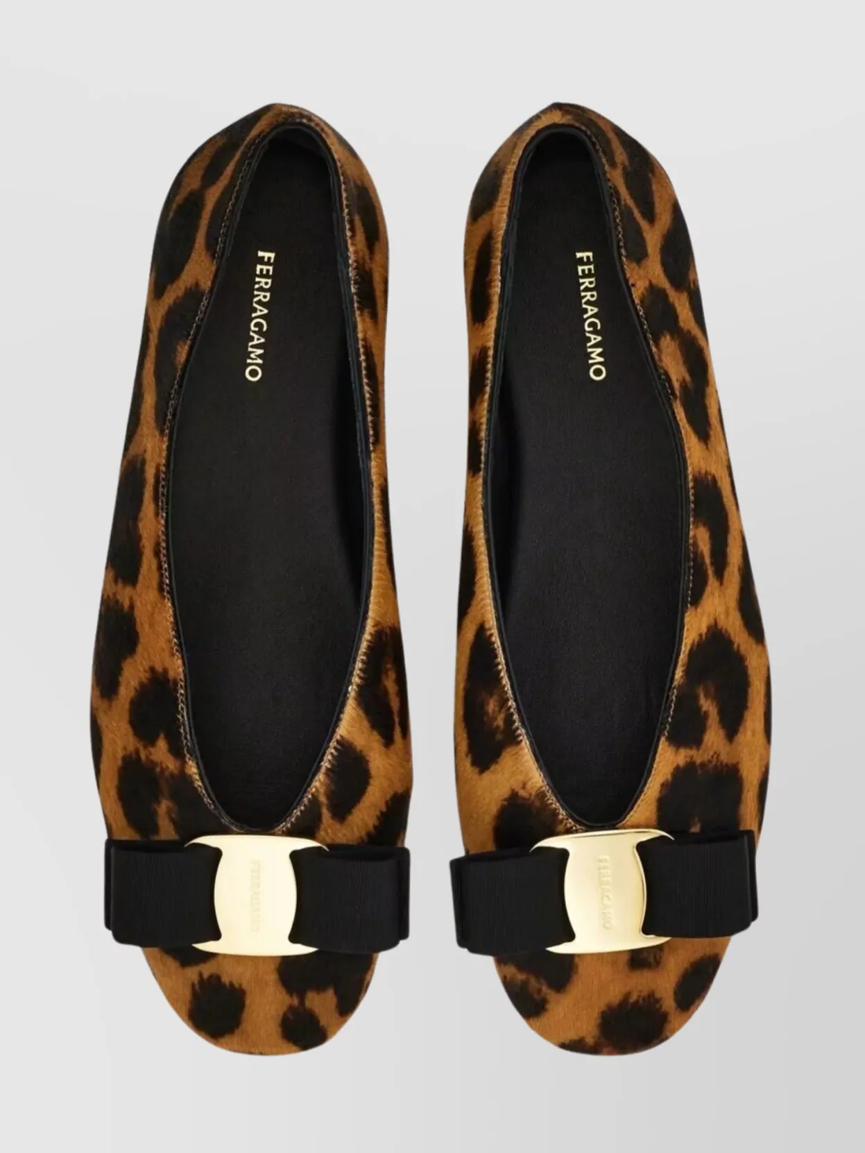 Ferragamo Horsehair Print Bow Ballet Flats