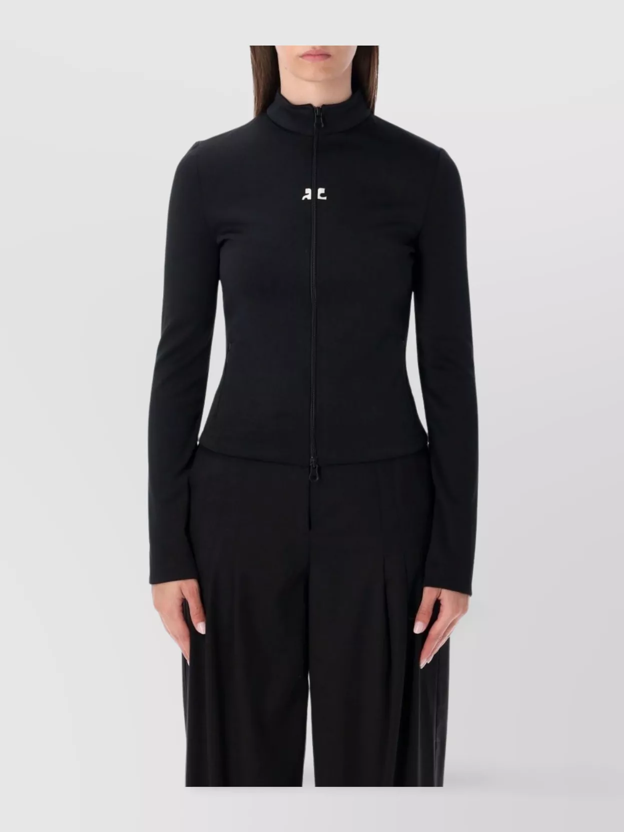 Courrèges Biker Tracksuit Interlock Jacket In Black