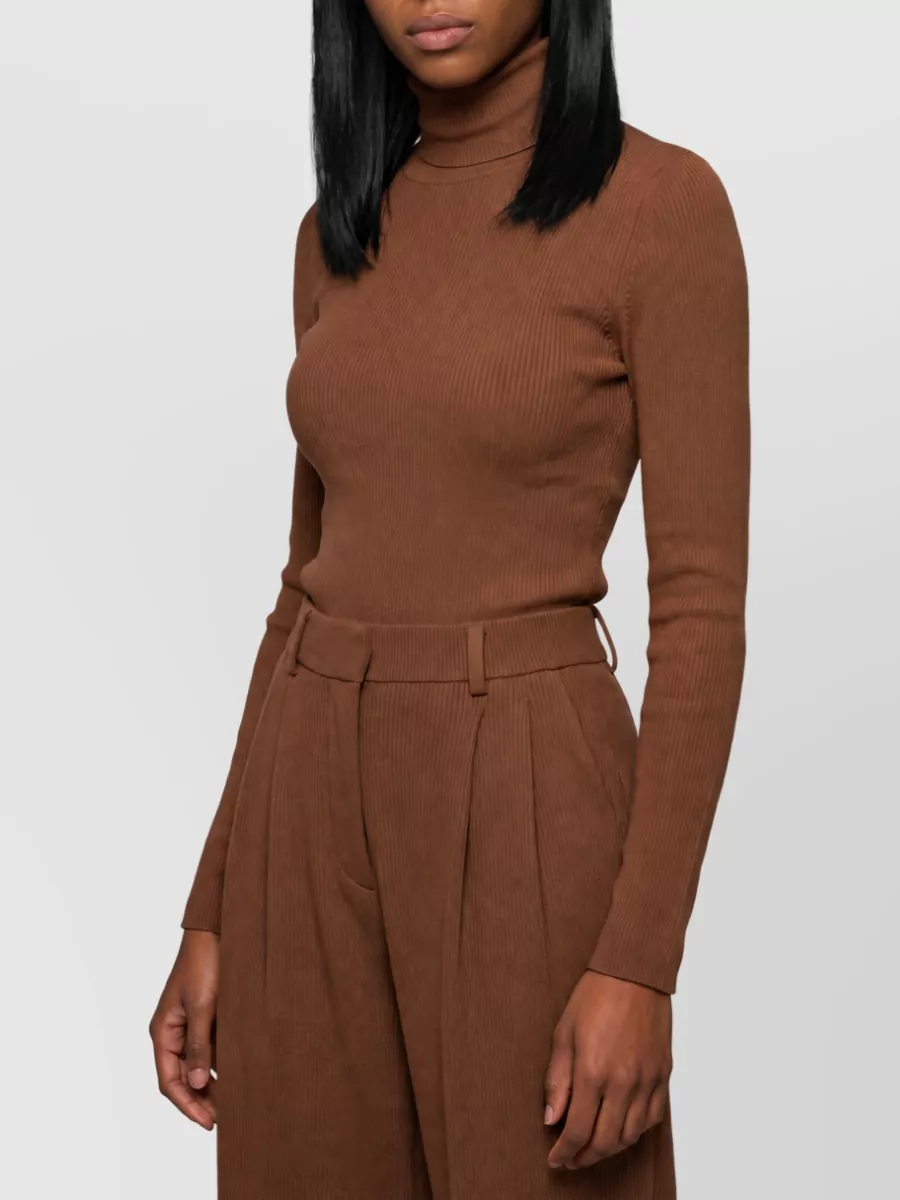 Max Mara Virgin Wool Fine-Knit Fitted Turtleneck Top