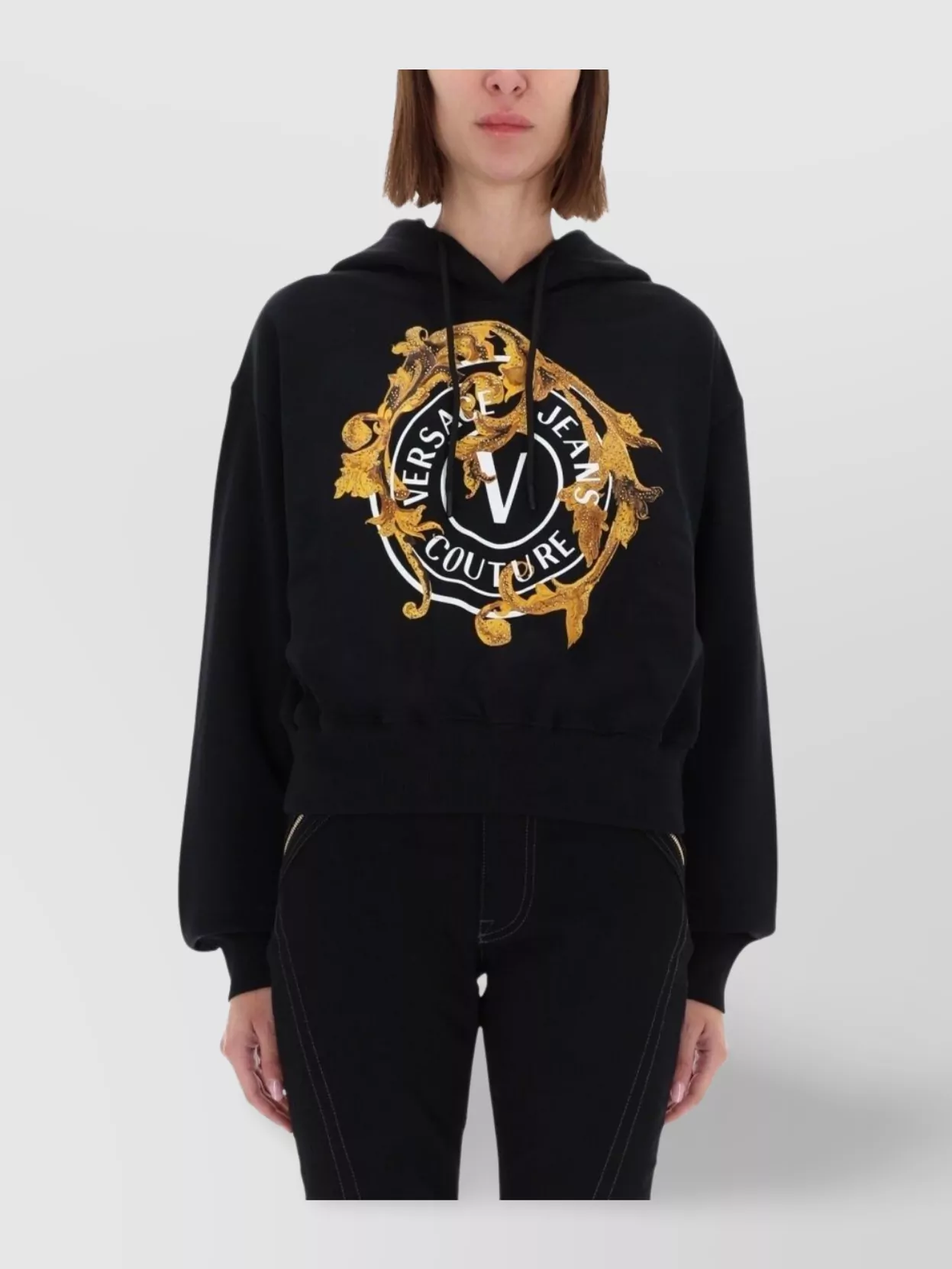 Versace Jeans Couture Hooded Knitwear With Long Sleeves And Cuffs