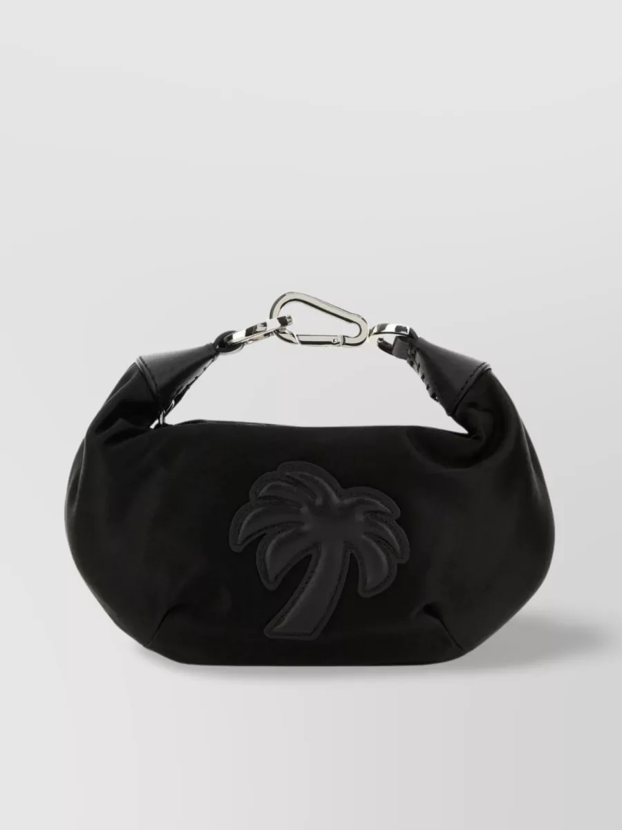 Shop Palm Angels Large Fabric Handbag With Embroidered Palm Tree In Black