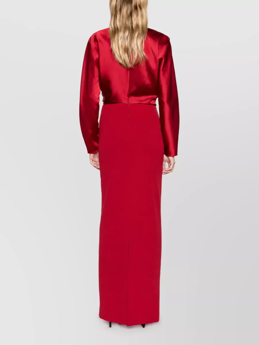 Solace London Draped High-Neck Long-Sleeve Maxi Dress