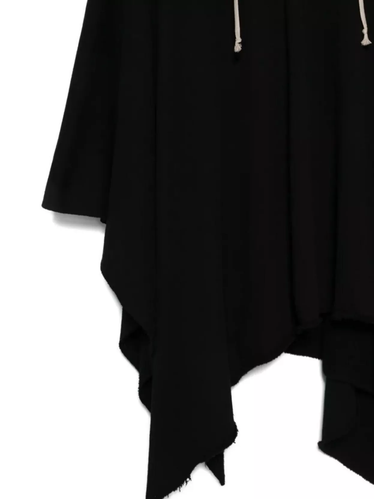 Rick Owens Drkshdw Asymmetric Hem Fleece Poncho Drawstring Hood