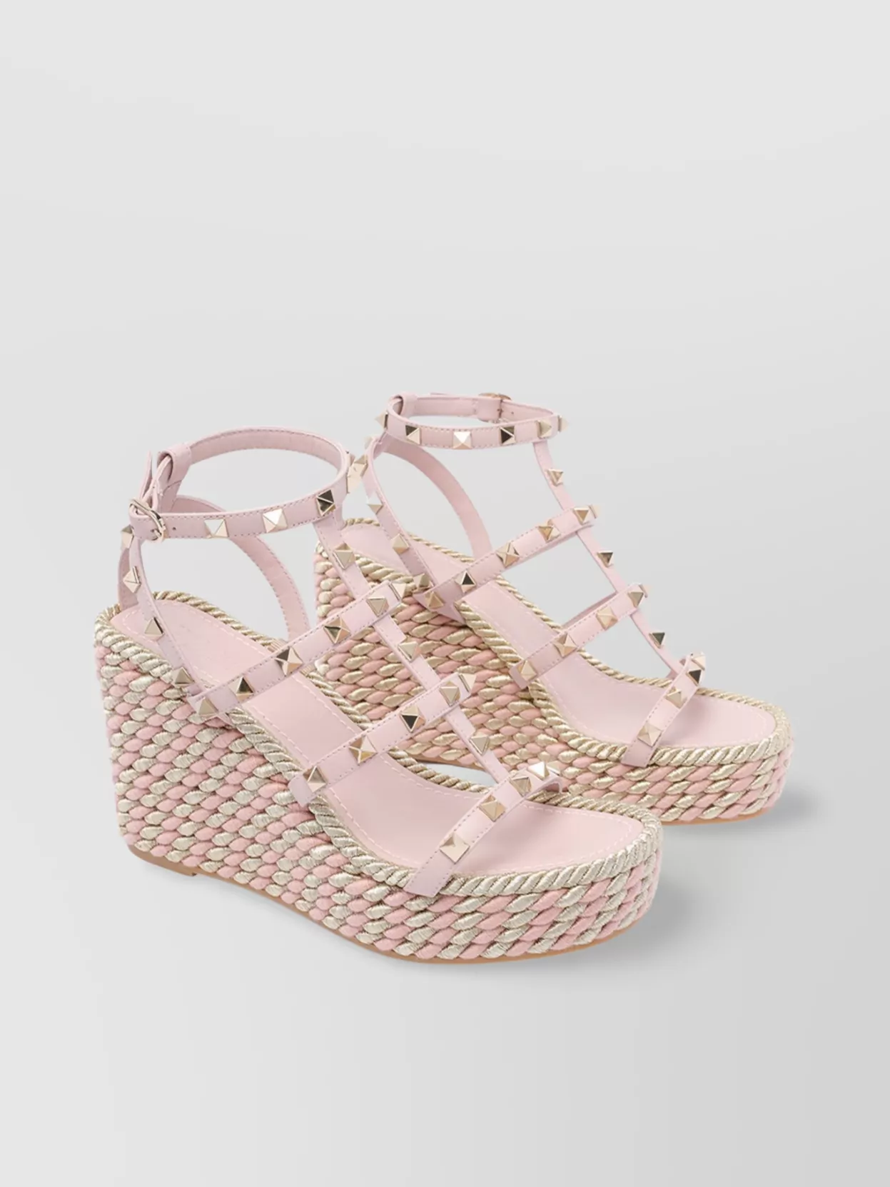 Valentino Garavani Rockstud Wedged Espadrille Sandals