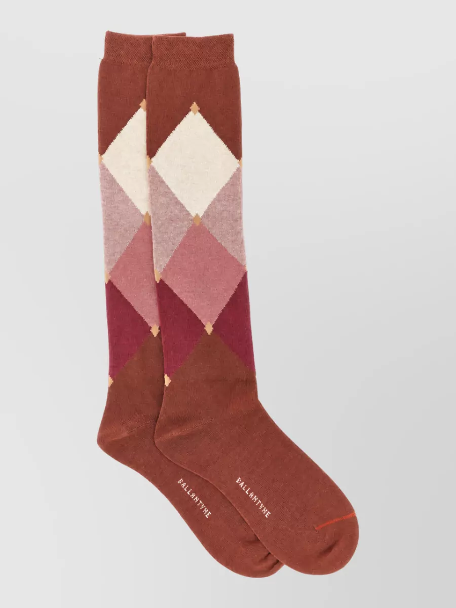 Ballantyne diamond pattern knee-length socks