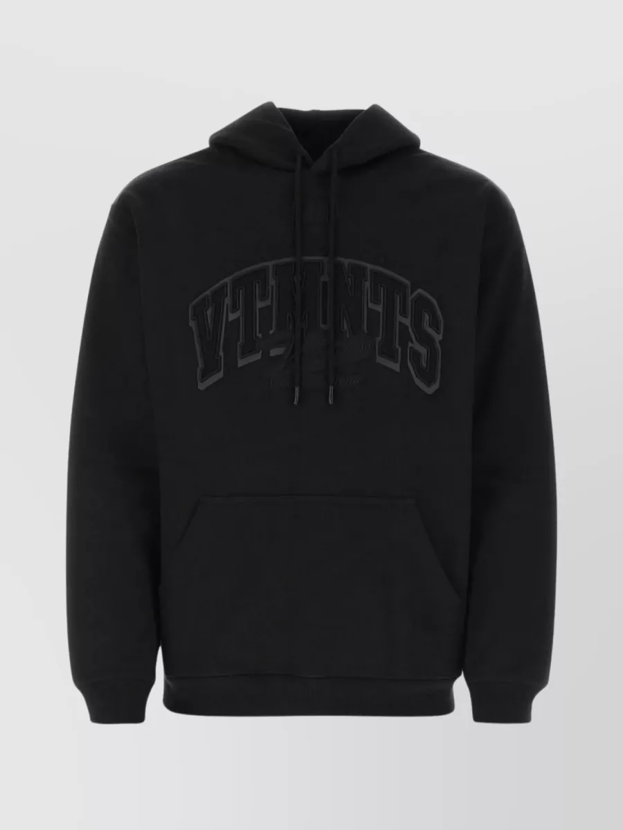 Shop Vtmnts Cotton Stretch Hooded Sweatshirt In Black