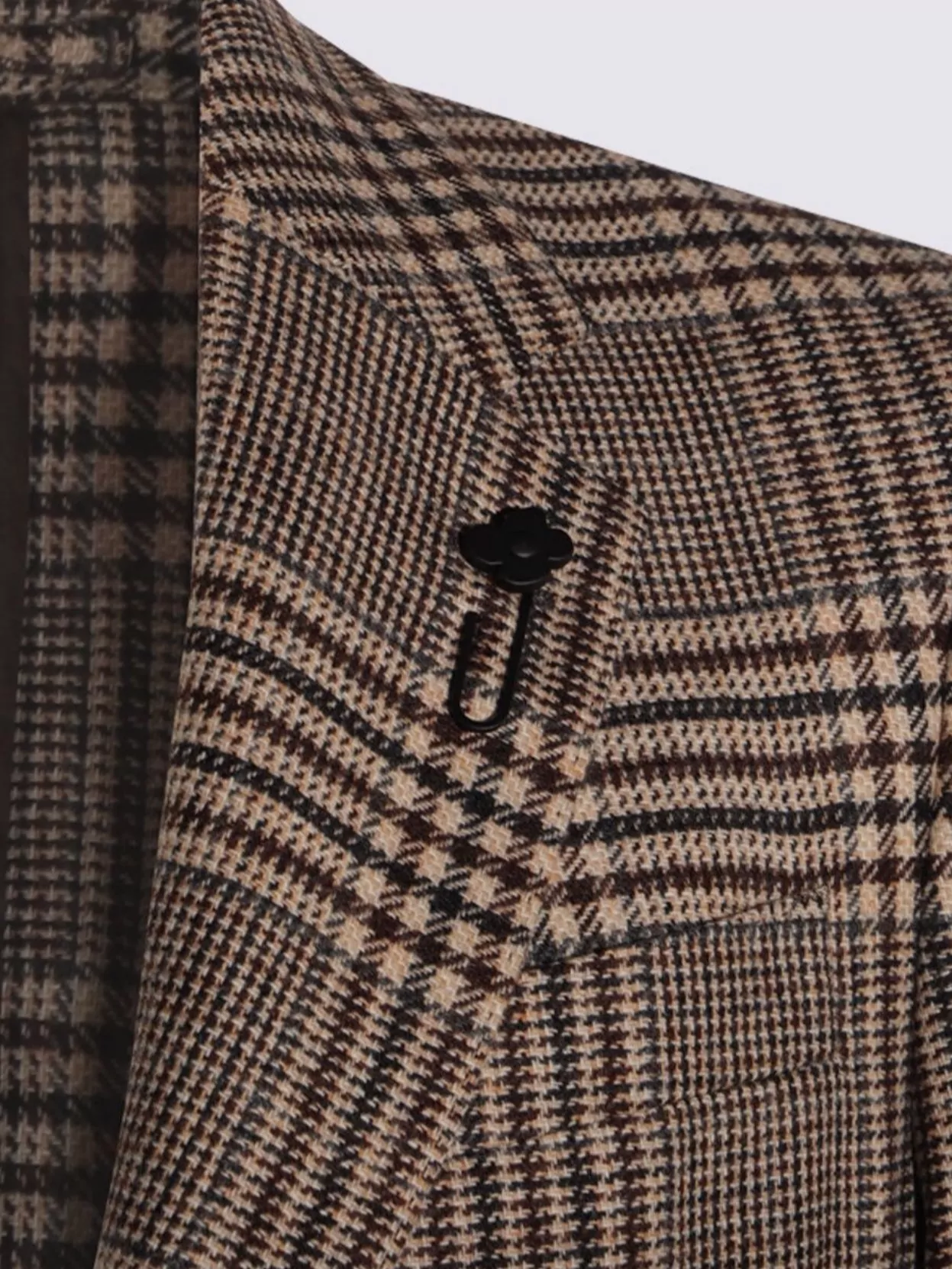 Lardini Checked Pattern Single-breasted Blazer With Front Pockets In Brown