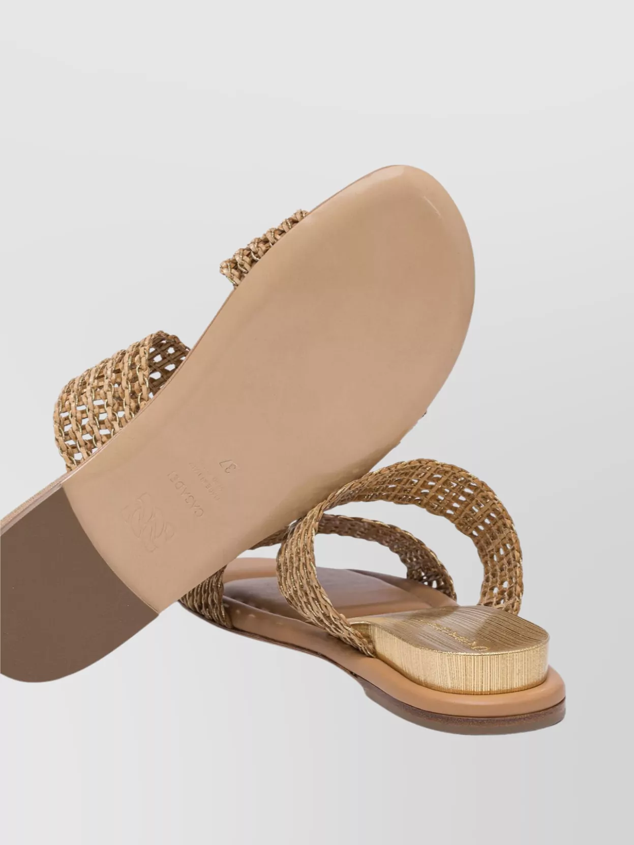 Casadei Toe Open Flat Sole Woven Straps Sandals In Green