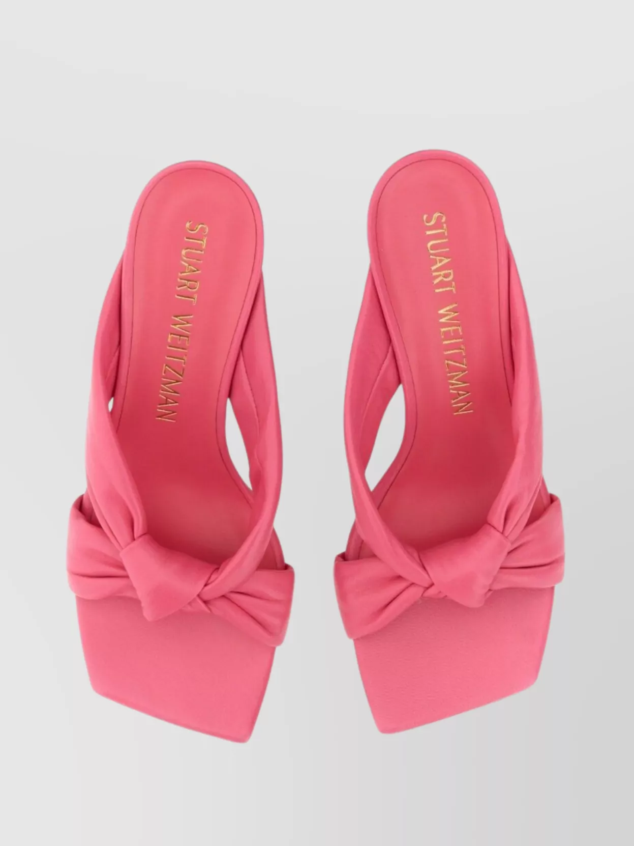 Stuart Weitzman Bow Detail Leather Sandal With Square Toe