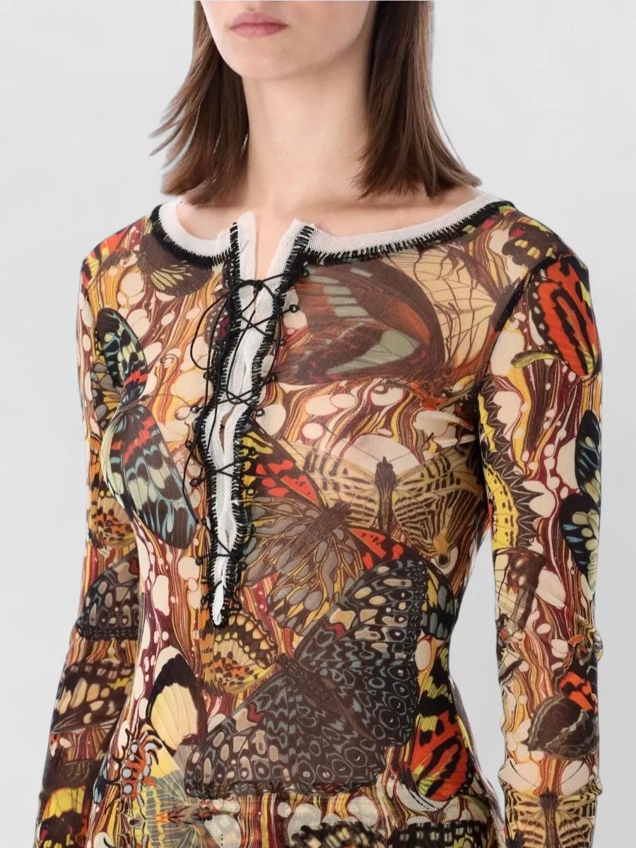 Jean Paul Gaultier Mesh Top Dress Papillon Butterfly Motif