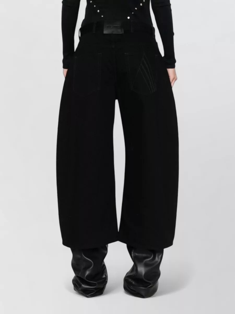 Attico Wide-leg Denim Cotton Trousers In Black