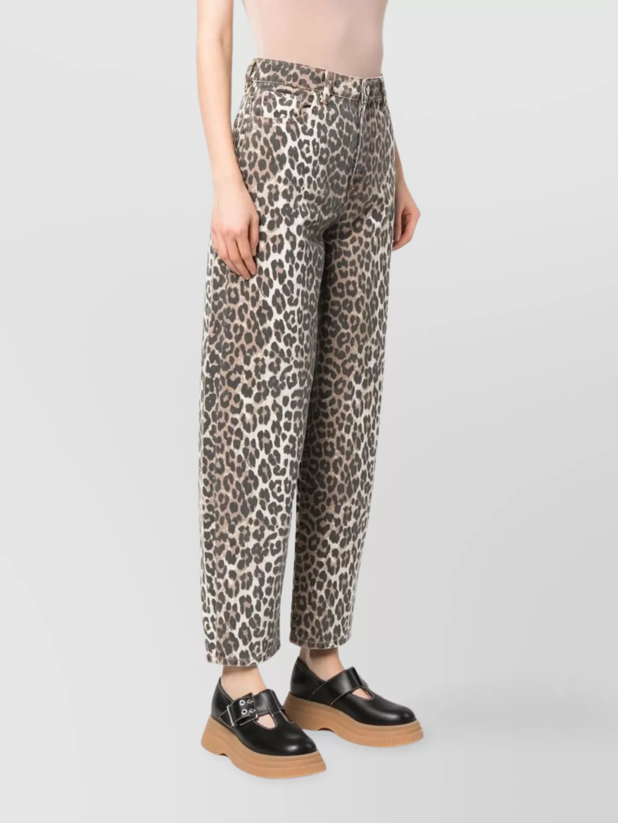 Ganni Leopard Print Straight-leg Jeans