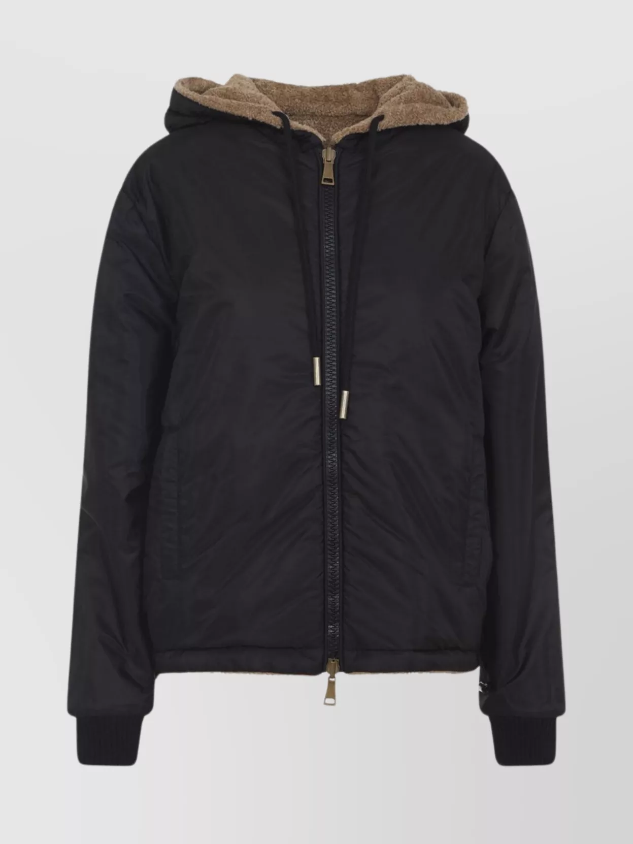 Moncler Reversible Hooded Cardigan Front Pockets In Brown