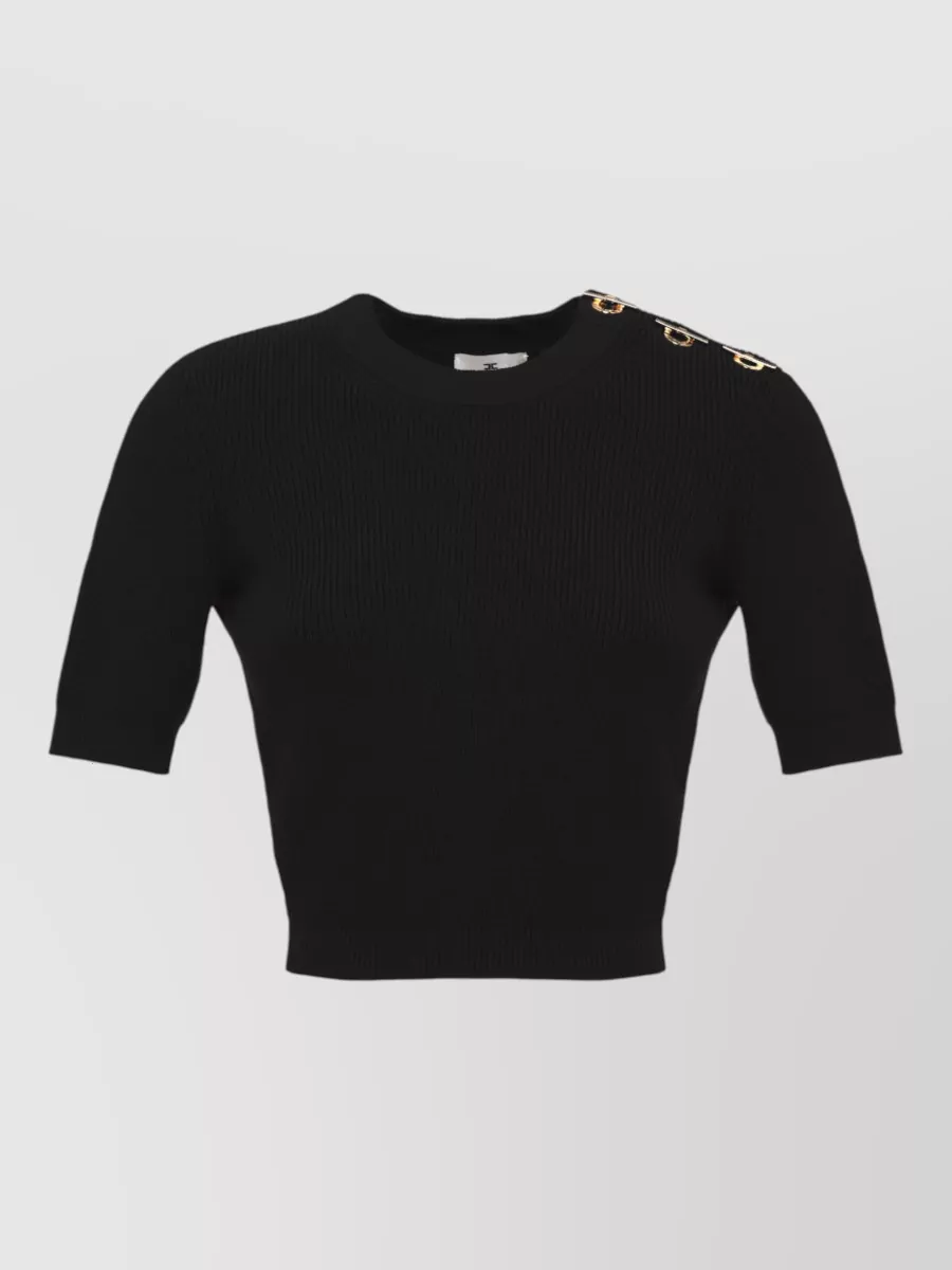 Elisabetta Franchi Ribbed Knit Short-Sleeve Pencil Skirt