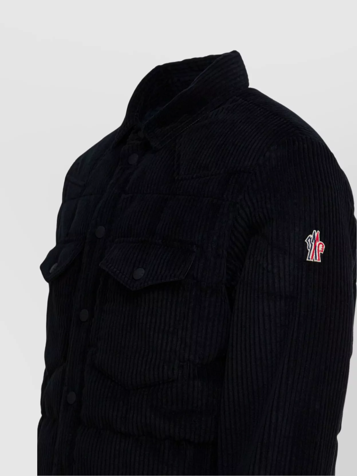 Moncler Corduroy Shirt Jacket Featuring Chest Pockets In Black
