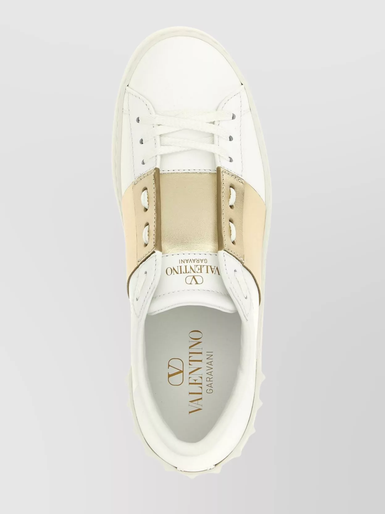Valentino Open Sneakers With Metallic Accent And Studded Heel In White