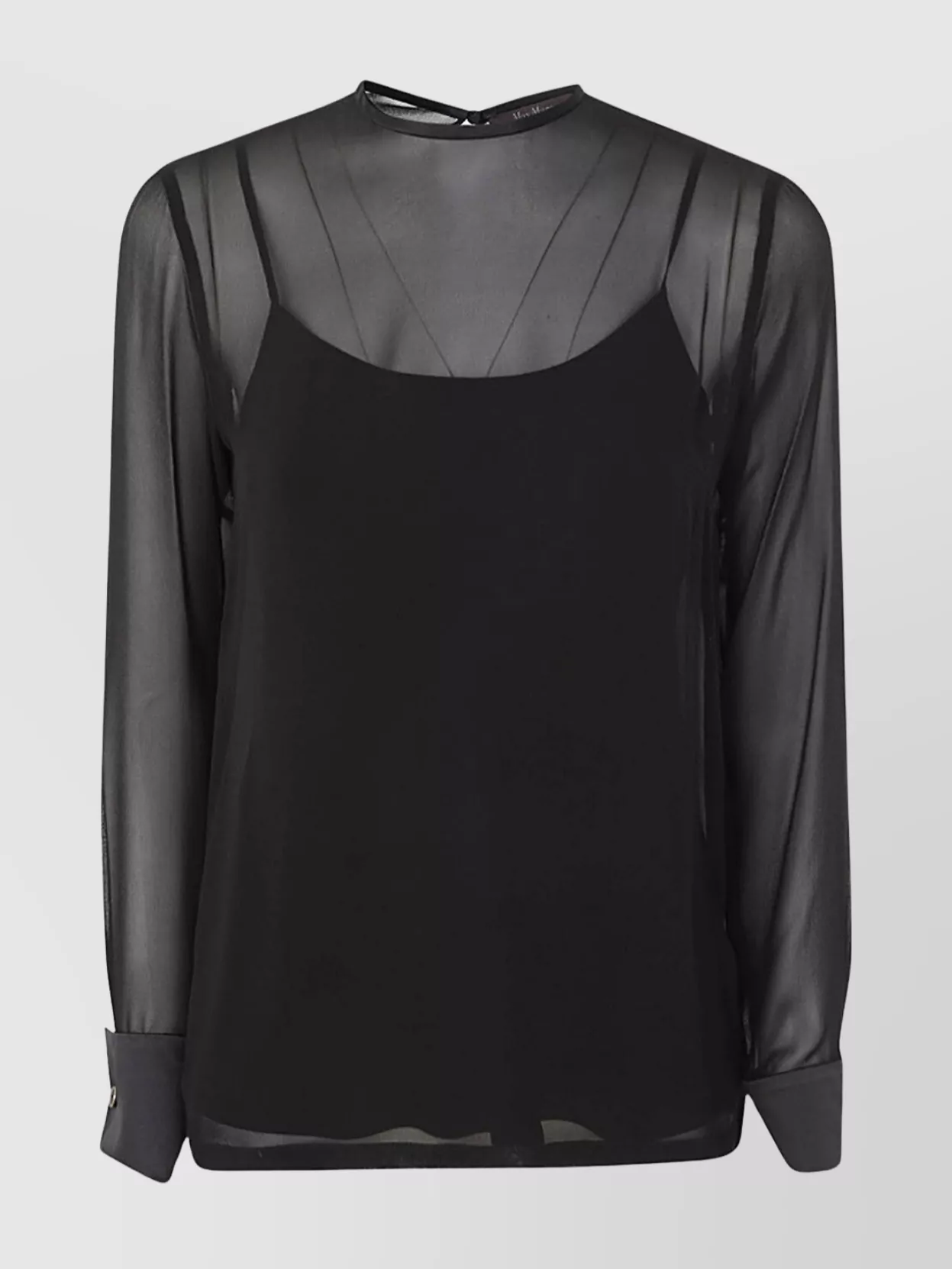 Max Mara Sheer Long Sleeve Sweater With Keyhole Back In Black