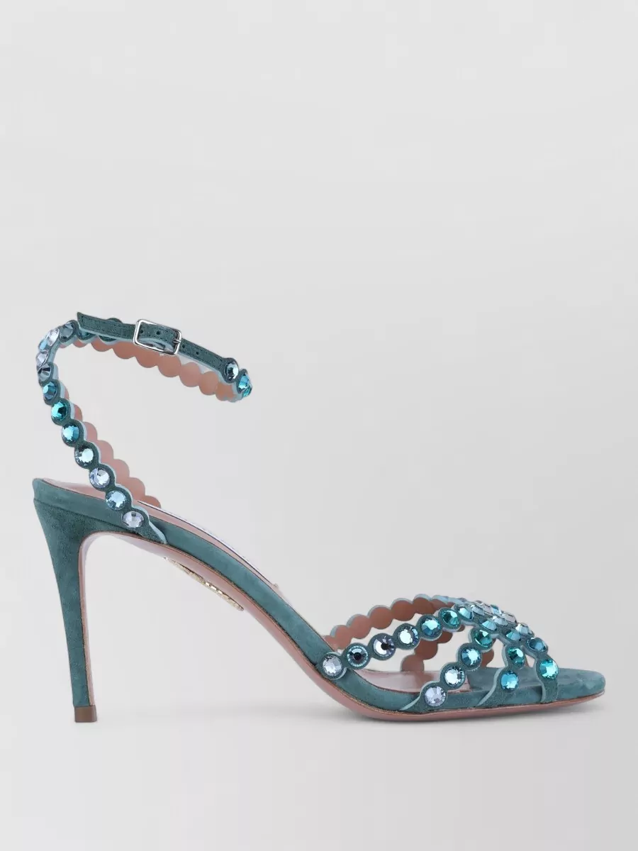 Aquazzura High Heel Sandals Ankle Strap Embellished In Multi