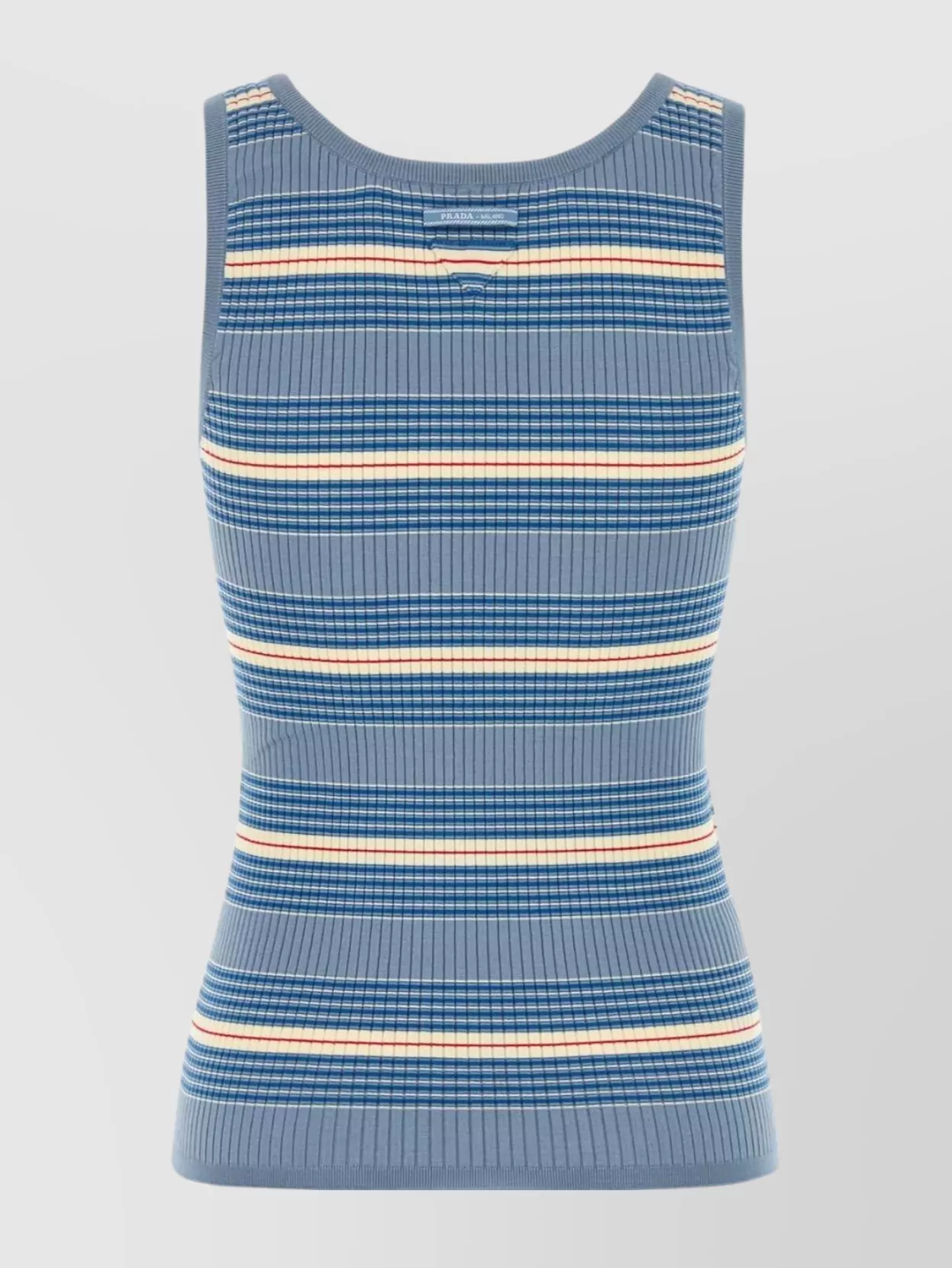 Prada Embroidered Stretch Cotton Blend Tank Top In Blue