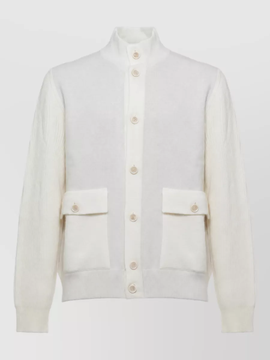 Lardini Ribbed wool zip jacket