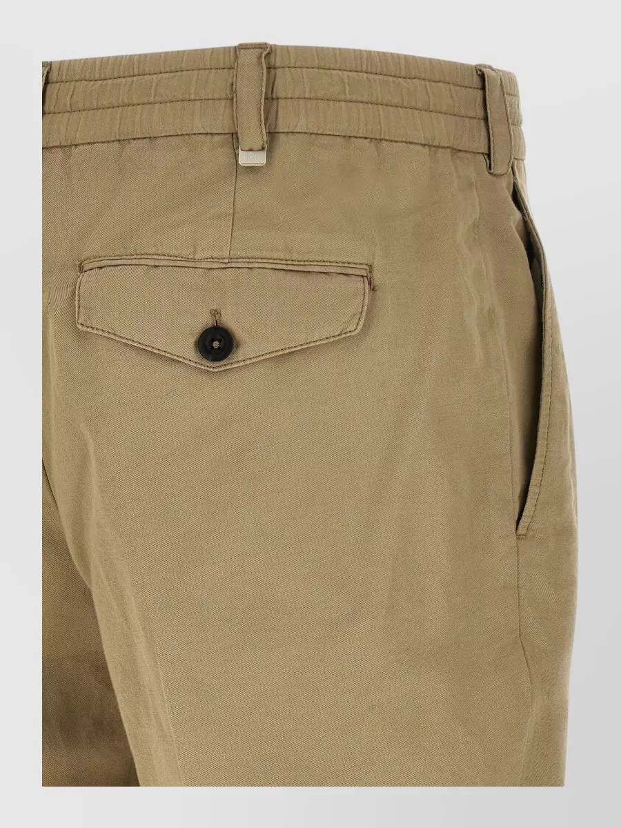 Pt Torino Linen Blend Low-Rise Cropped Straight-Leg Trousers