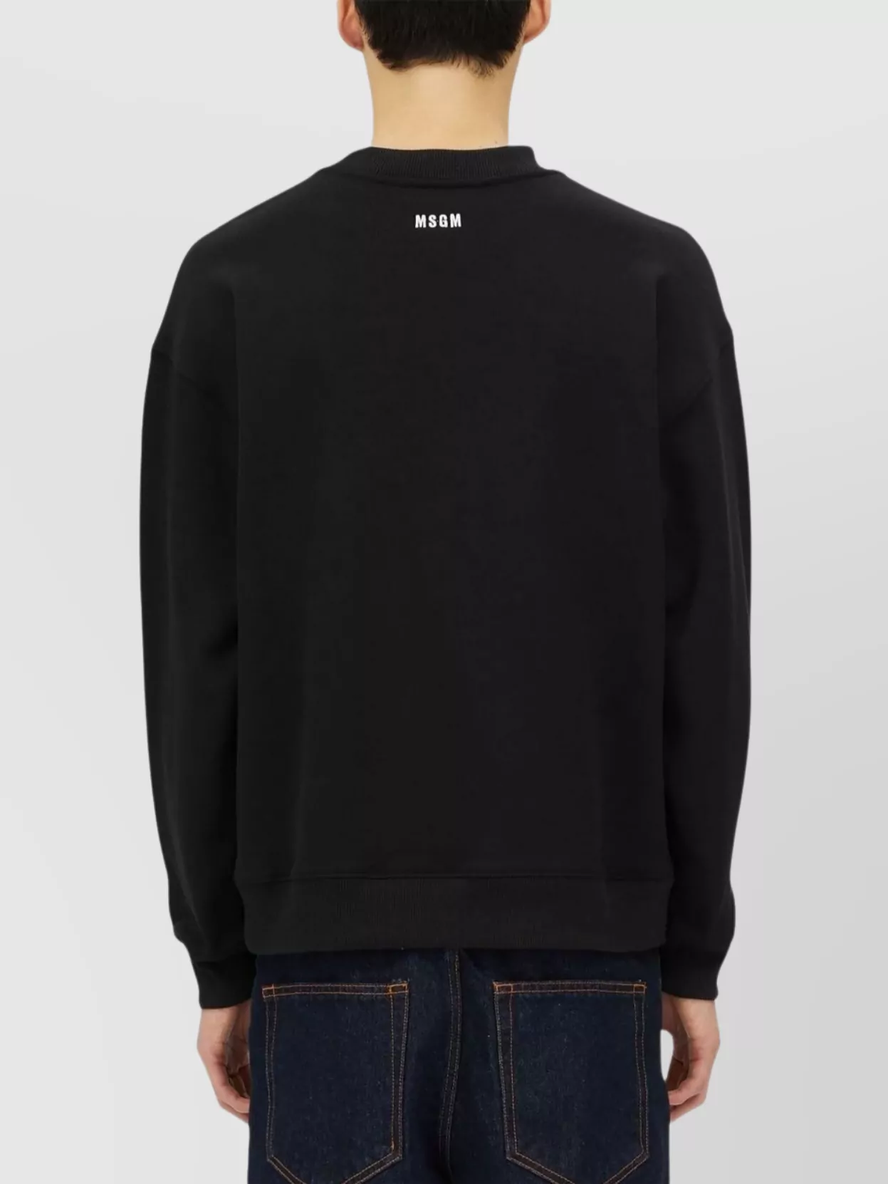 Msgm Crew Neck Logo Embroidered Drop Shoulder Sweater