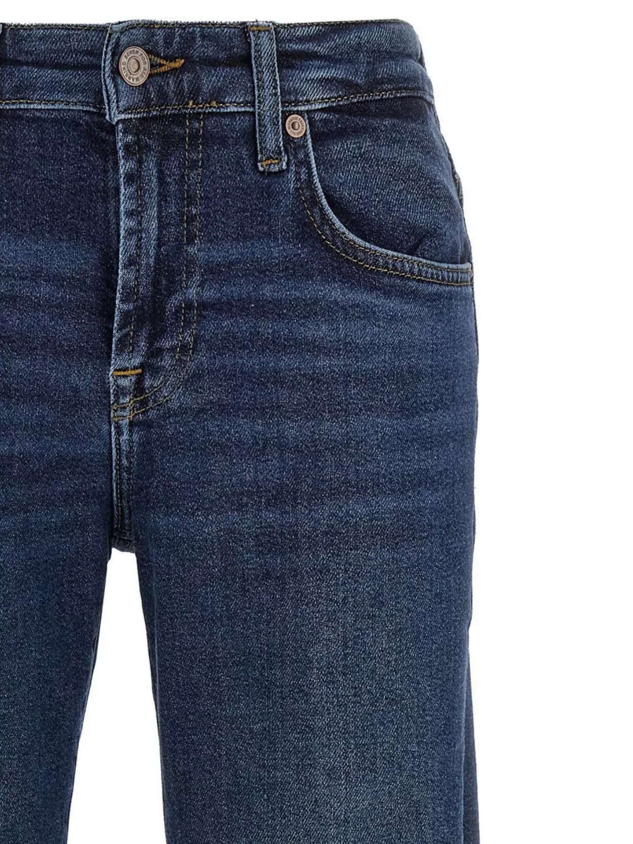 7 FOR ALL MANKIND FADED JEANS CONTRAST STITCHING