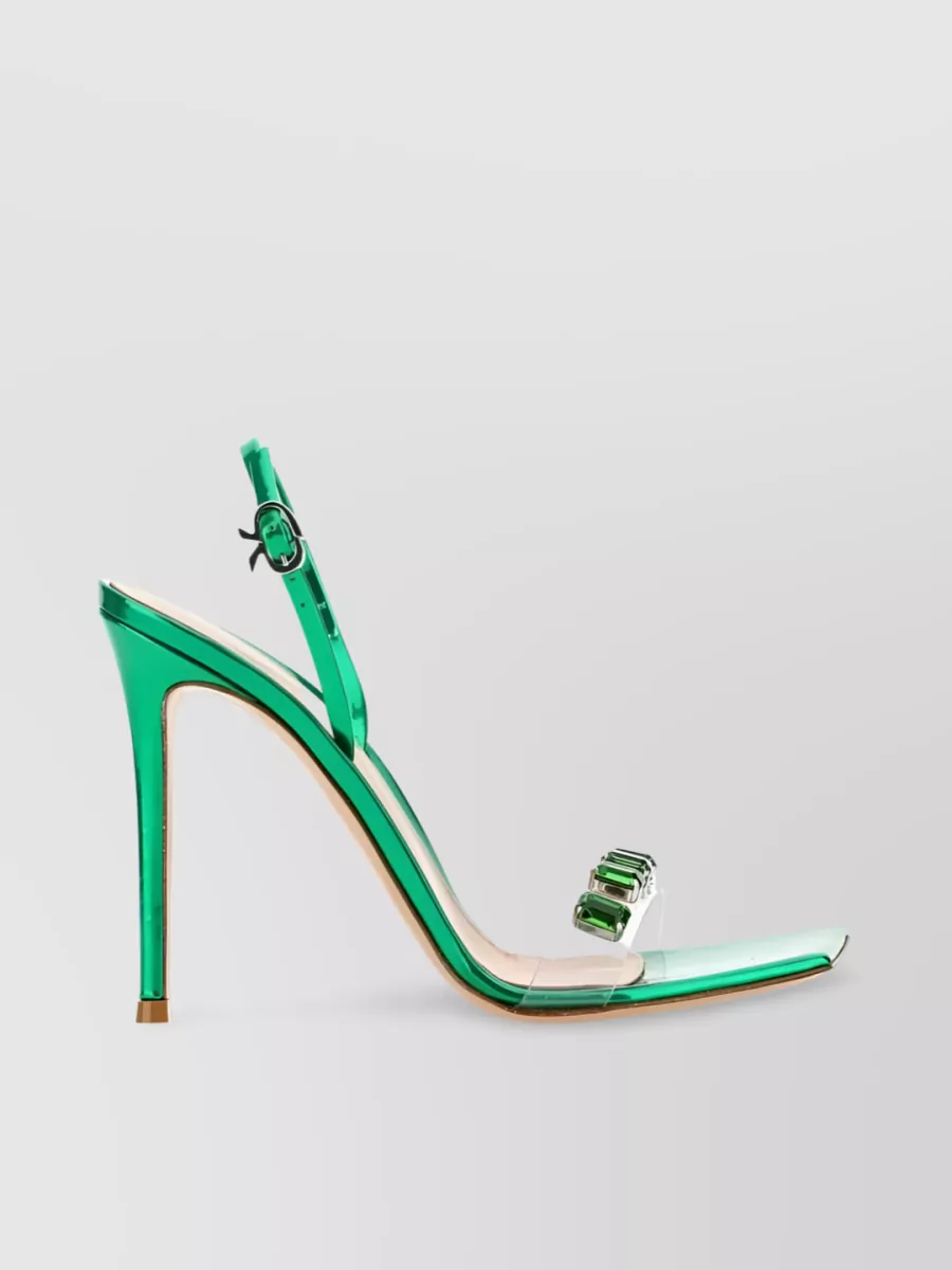 Shop Gianvito Rossi 115mm Crystal-embellished Metallic Sandals In Green