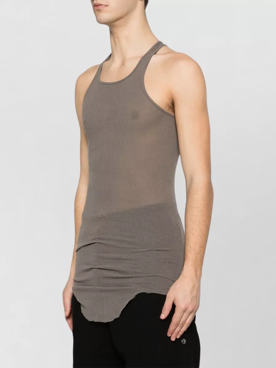 Rick Owens Silk-Blend Ribbed Sleeveless Tank Top
