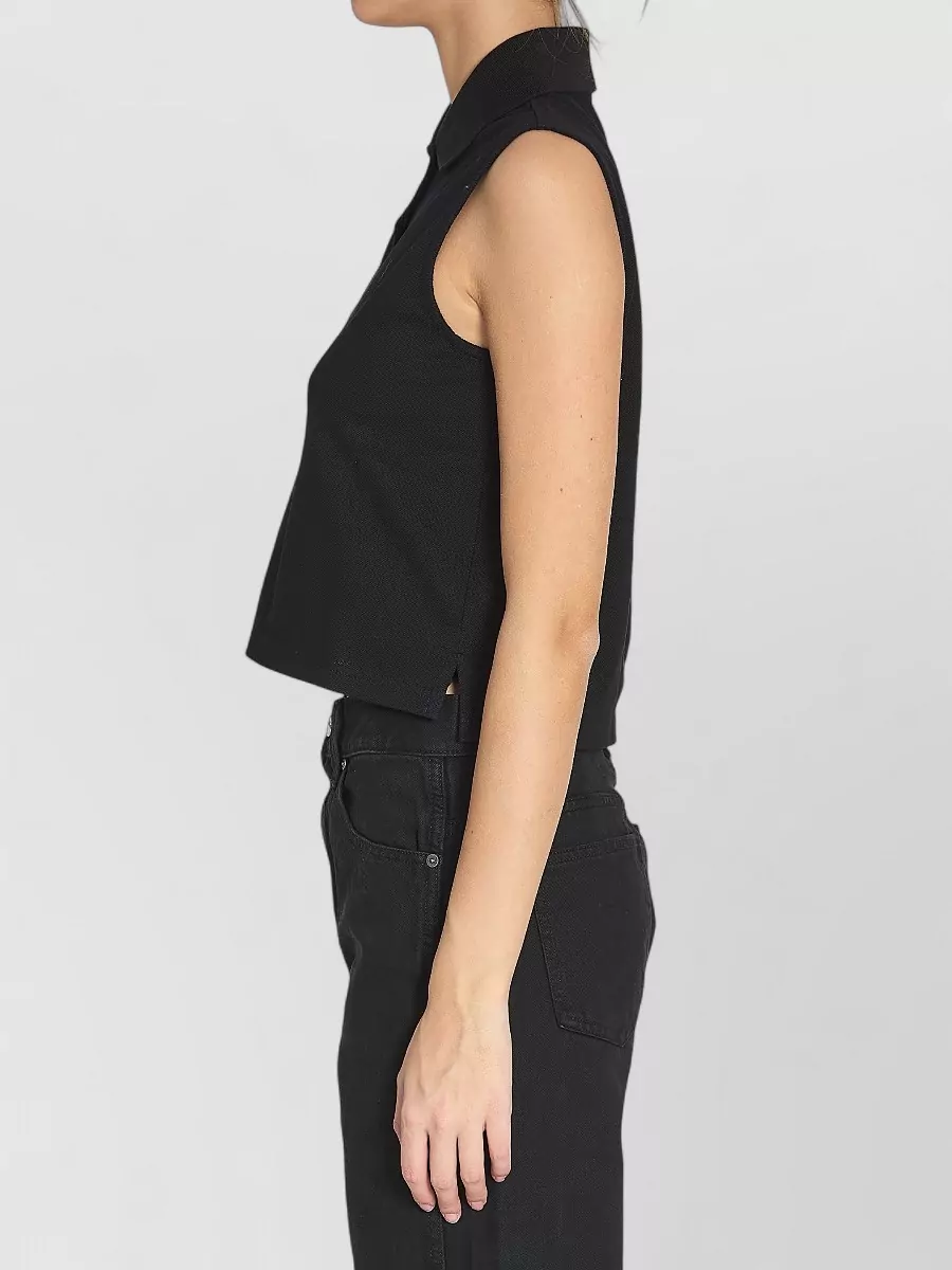 Saint Laurent Sleeveless Cotton Piqué Polo Top