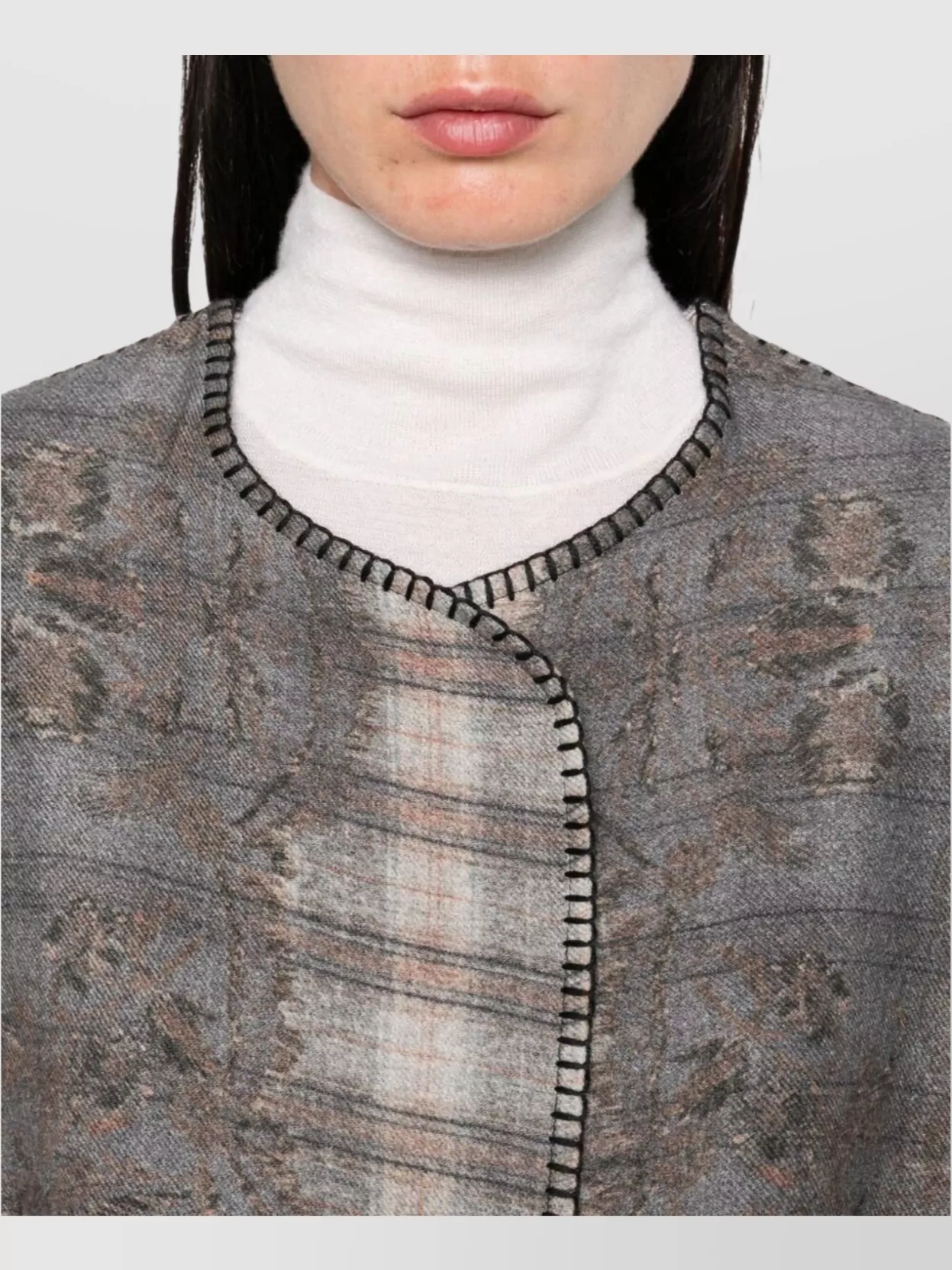 Pierre Louise Mascia Long Wool Kimono With Patch Pockets