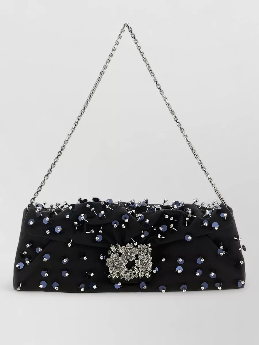 Roger Vivier silk satin crystal-embellished clutch bag