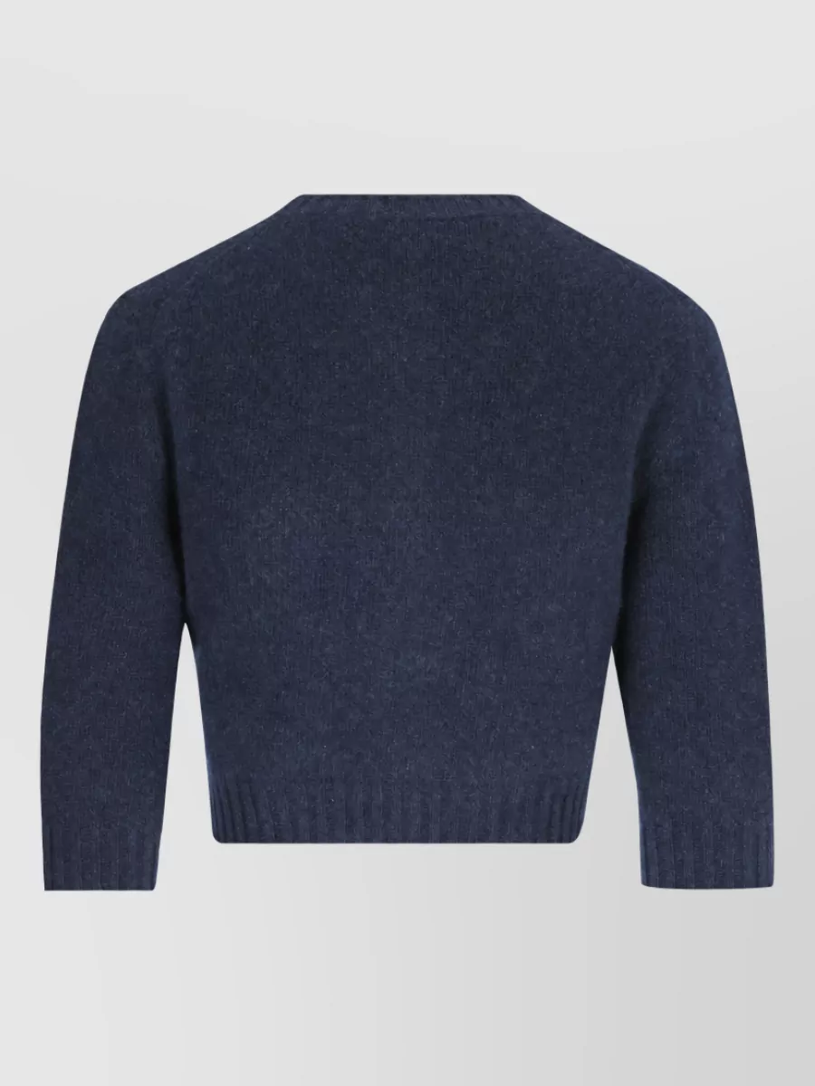 Miu Miu Cashmere Wool Cropped Crewneck Cardigan