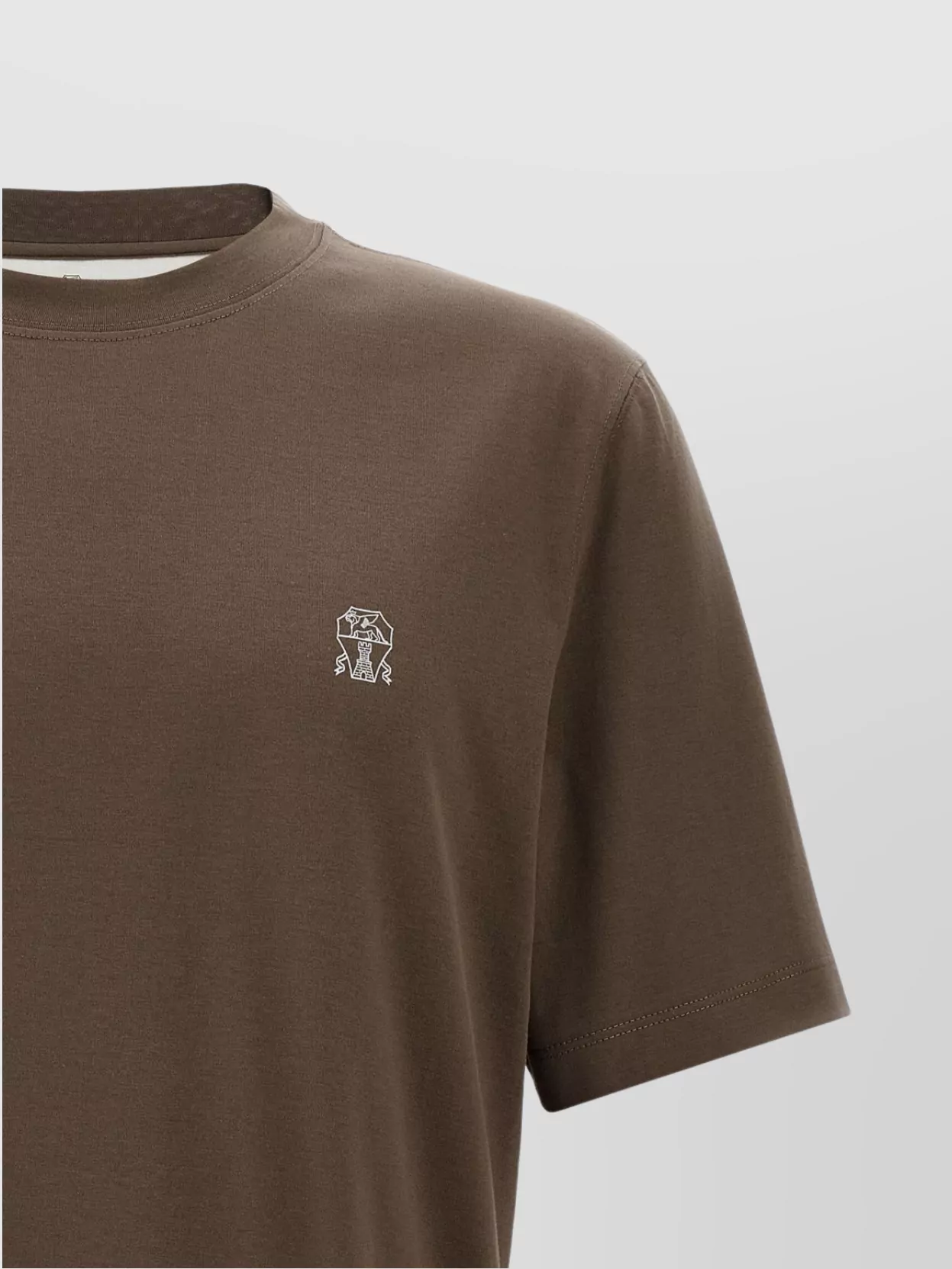 Brunello Cucinelli Printed Logo Crew Neck T-Shirt With Side Slits