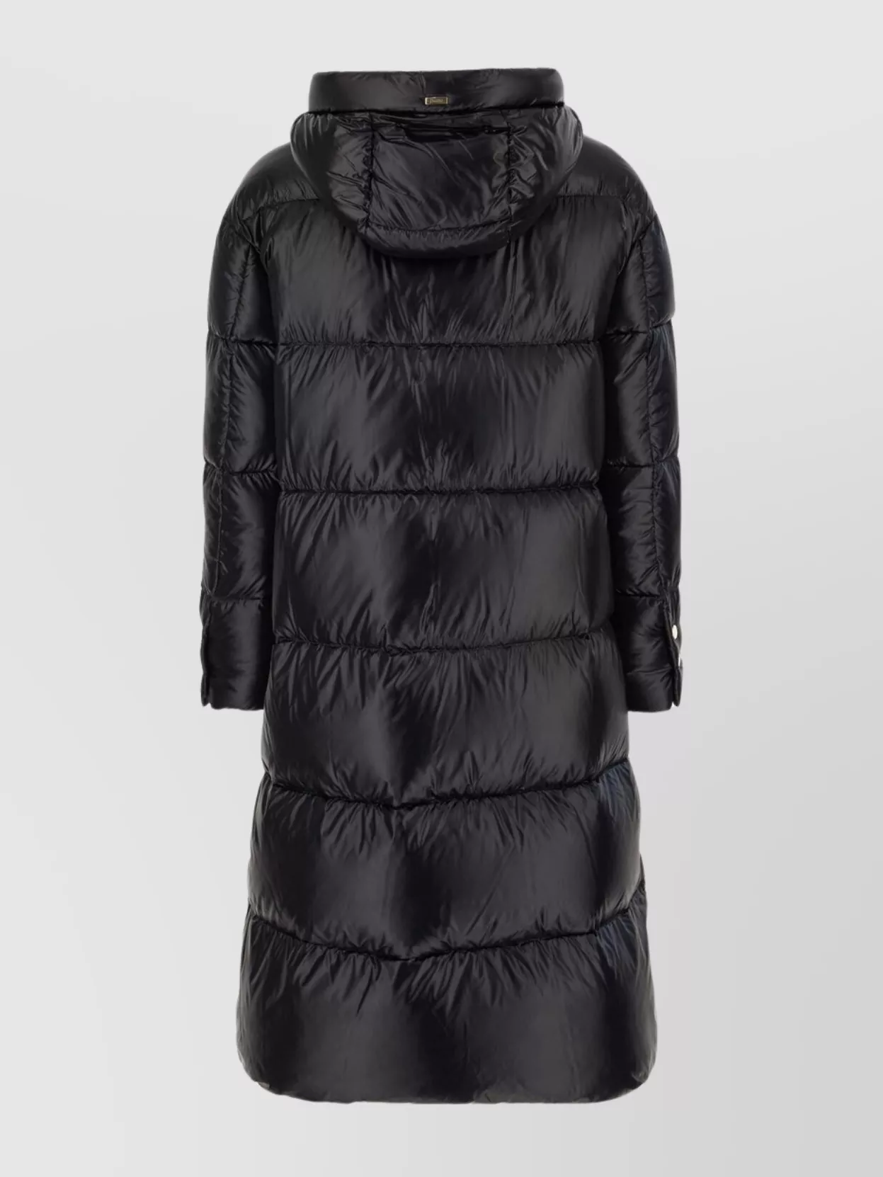 Herno Long Quilted Down Jacket With Hood And Buttons In Black