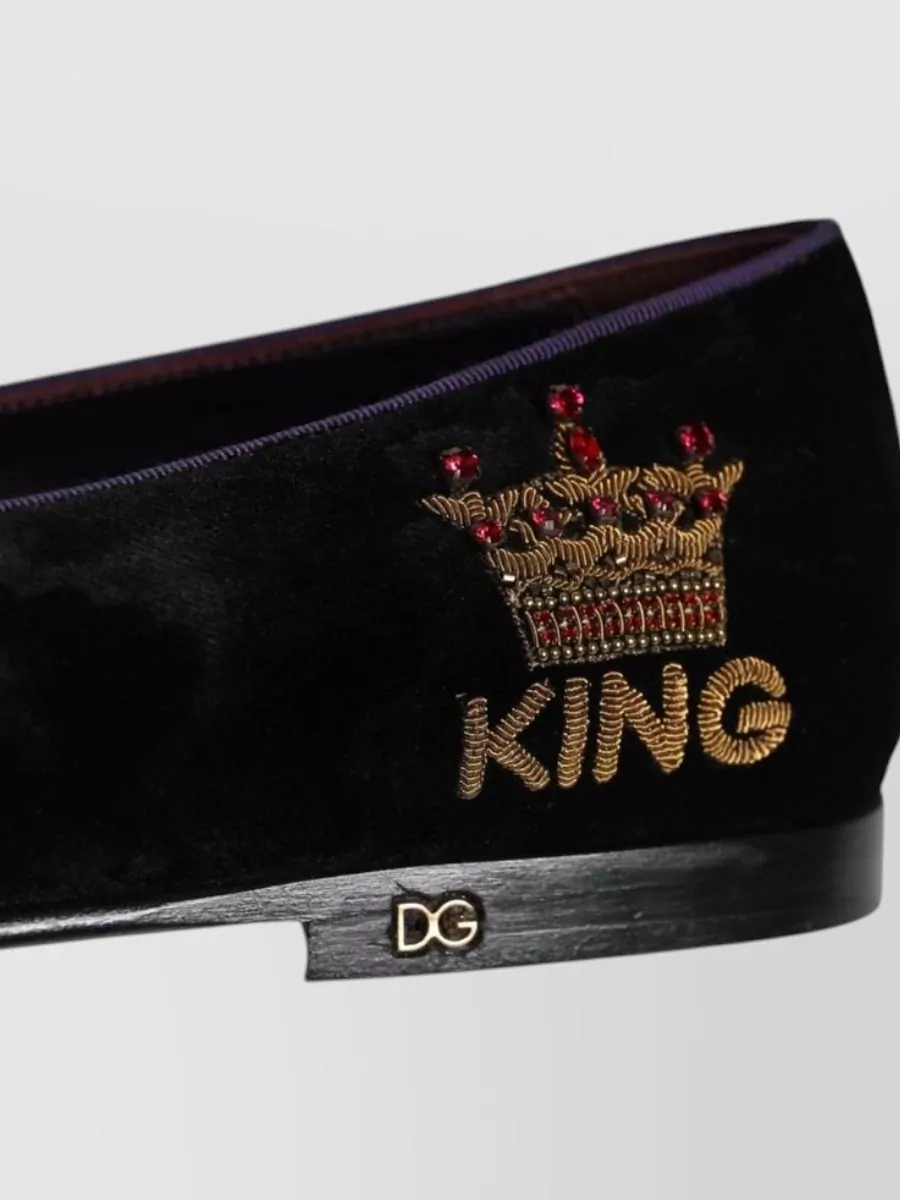 Dolce&Gabbana Silk Crown Embroidered Loafers