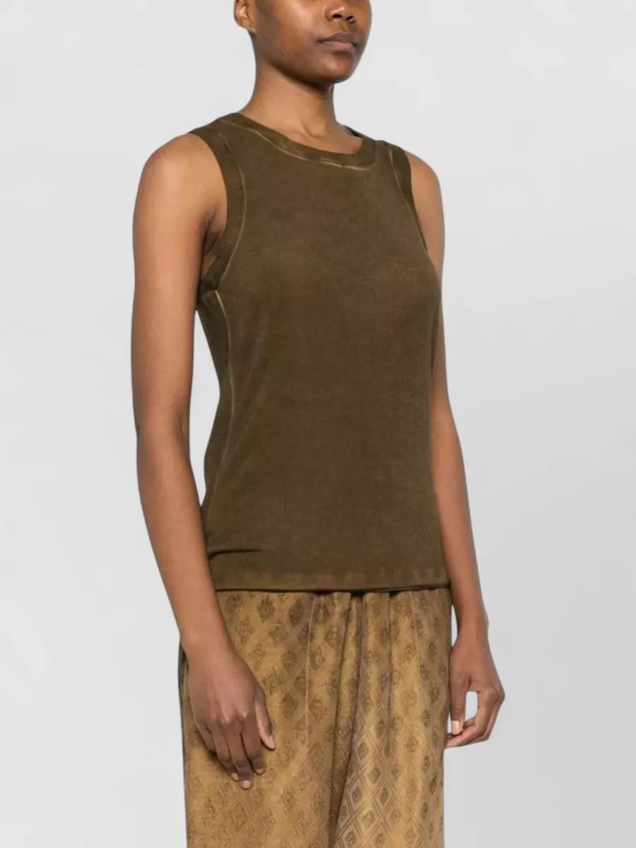 Uma Wang Ribbed Sleeveless Top Round Neck Detailing