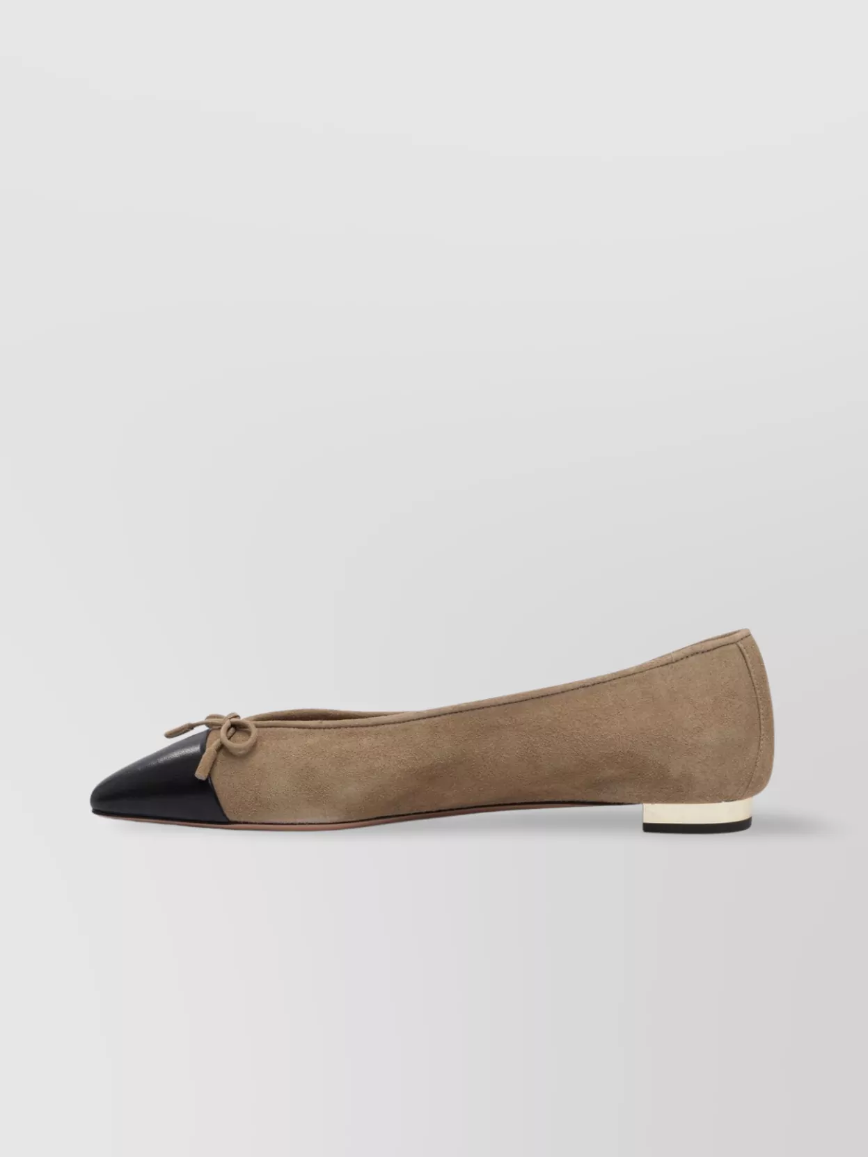 Aquazzura Suede Two-Tone Ballerina Shoes Bow Detail
