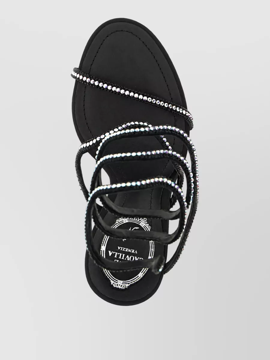 Rene Caovilla Crystal-Embellished Satin Stiletto Sandals