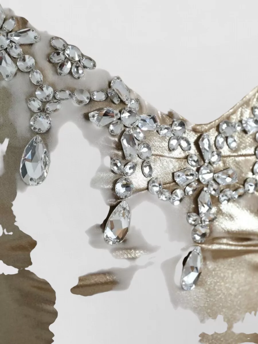 Dolce&Gabbana Silk Crystal Embellished V-Neck Gown