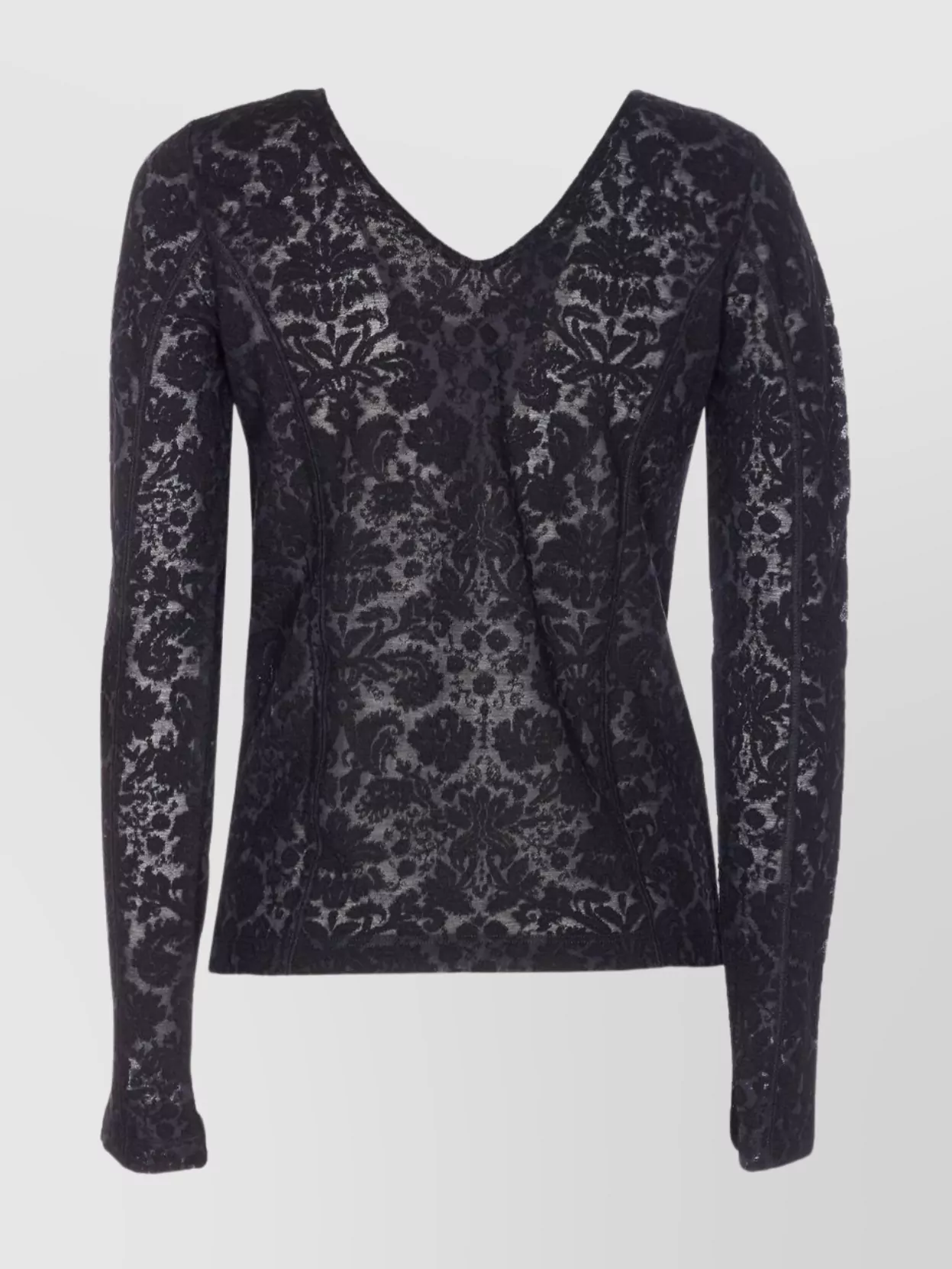 Pinko V-neck Long Sleeve Fitted Knitwear Top In Black