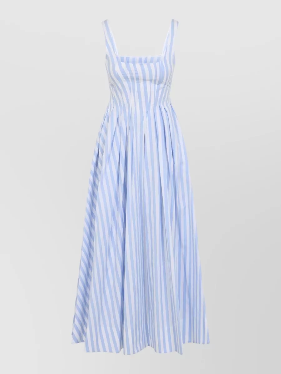 Sportmax Striped Cotton Sleeveless Square-Neck Maxi Dress