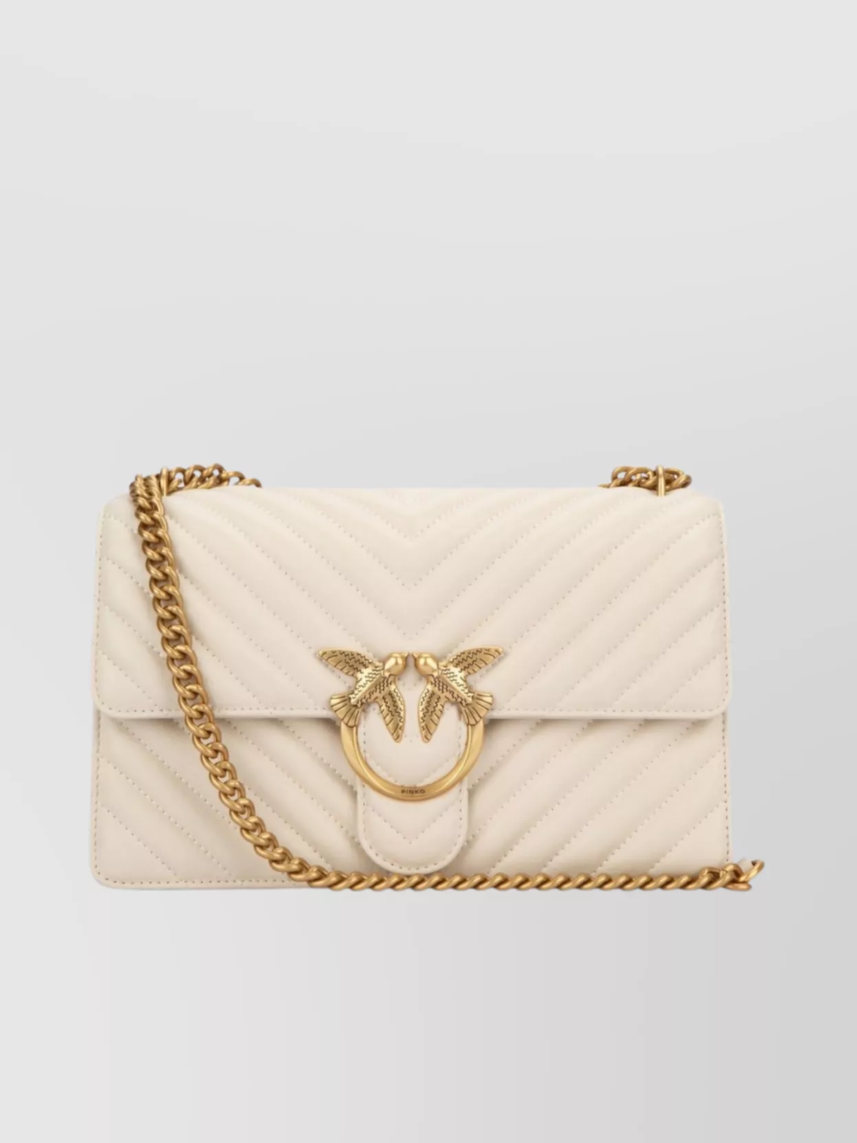 Shop Pinko Foldover Quilted Shoulder Bag With Chain Strap