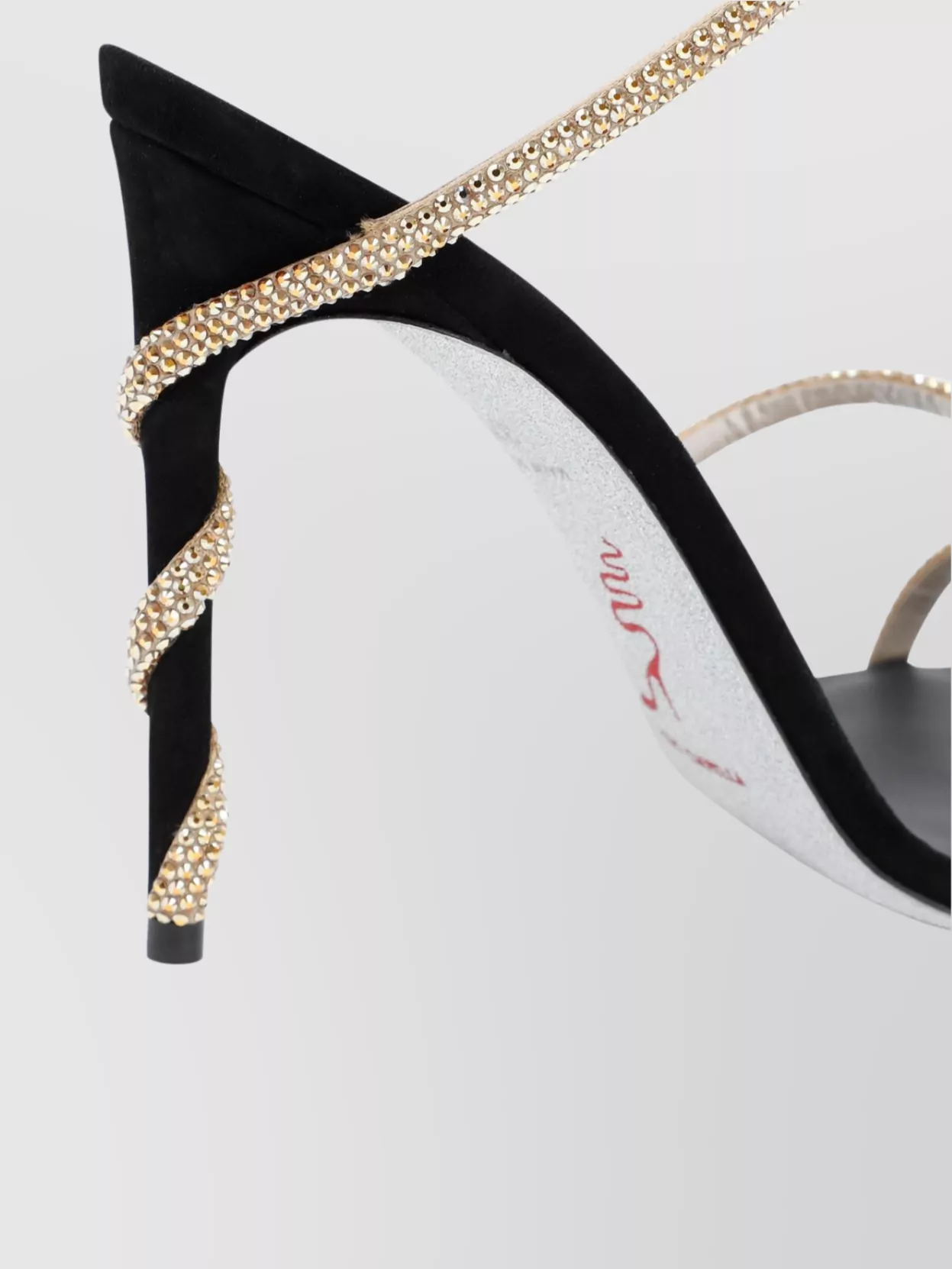 Rene Caovilla Crystal Embellished Spiral Strap High Heel Sandals