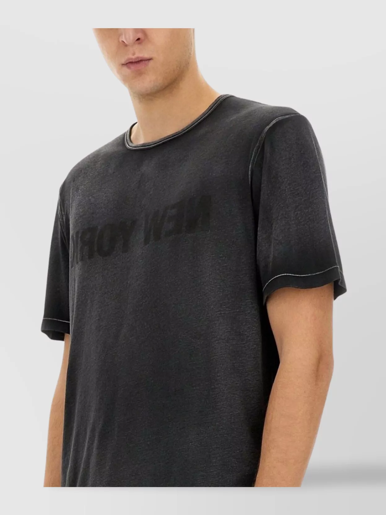 Helmut Lang Graphic Print Contrast Stitching T-shirt