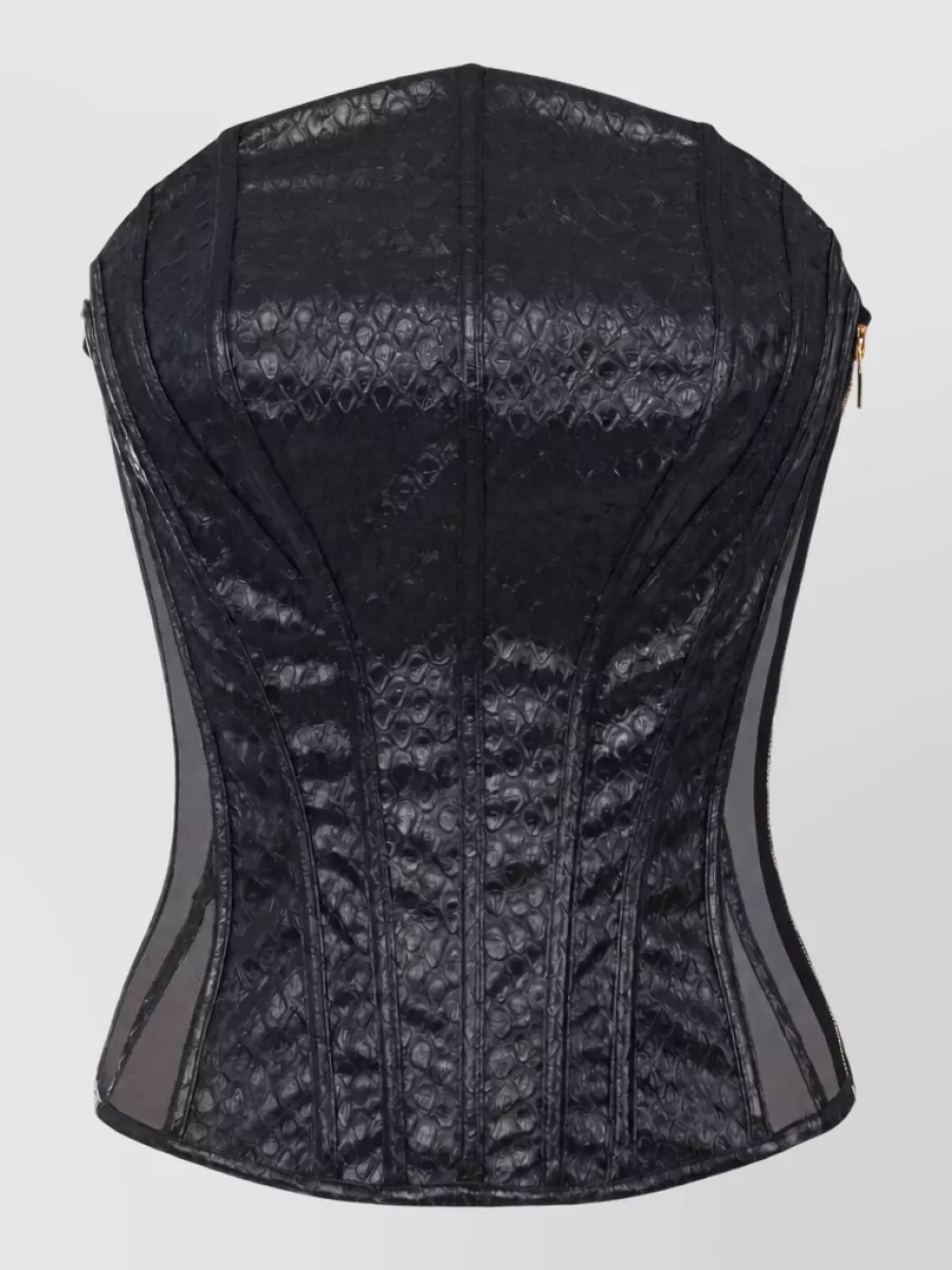 Elisabetta Franchi Faux leather strapless slim-fit top