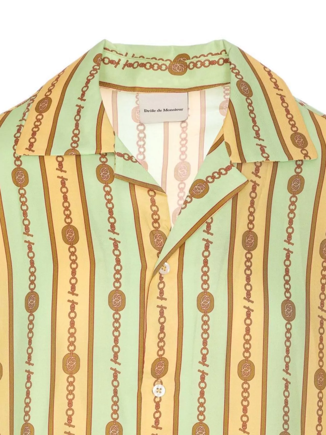 Drôle De Monsieur Striped Pattern Printed Short Sleeves Shirt