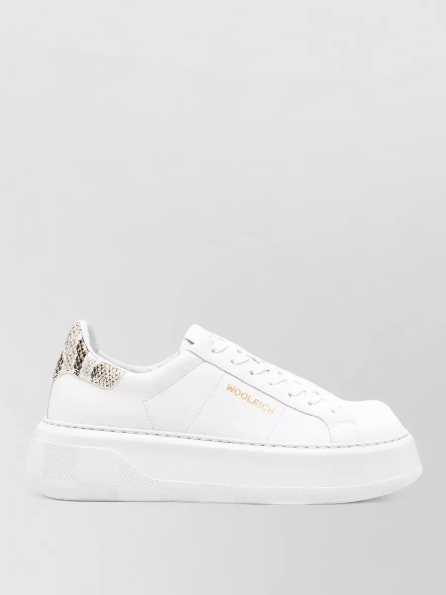 Woolrich Leather Court Sneakers Platform Sole Snake Detail