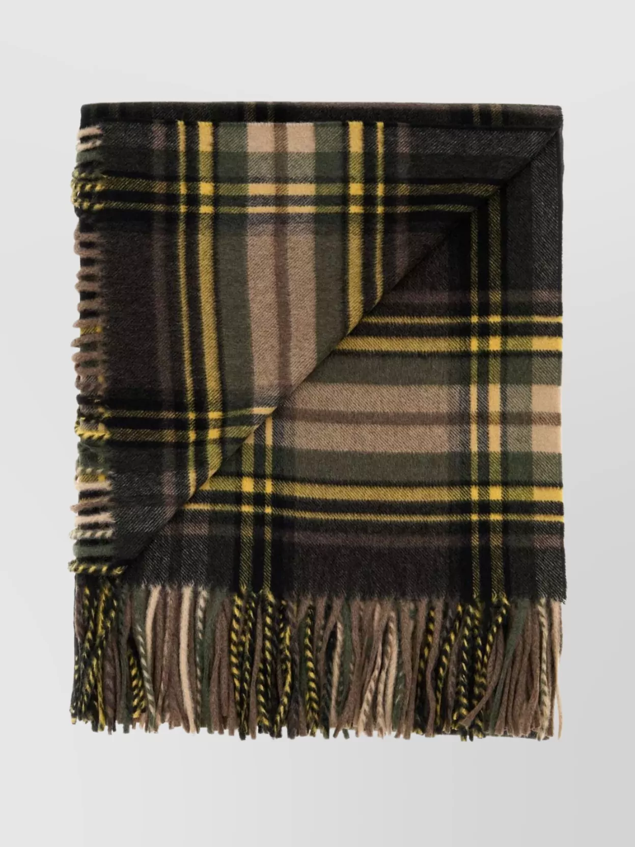 Saint Laurent Cashmere Blend Scarf Featuring Plaid Design In Brown