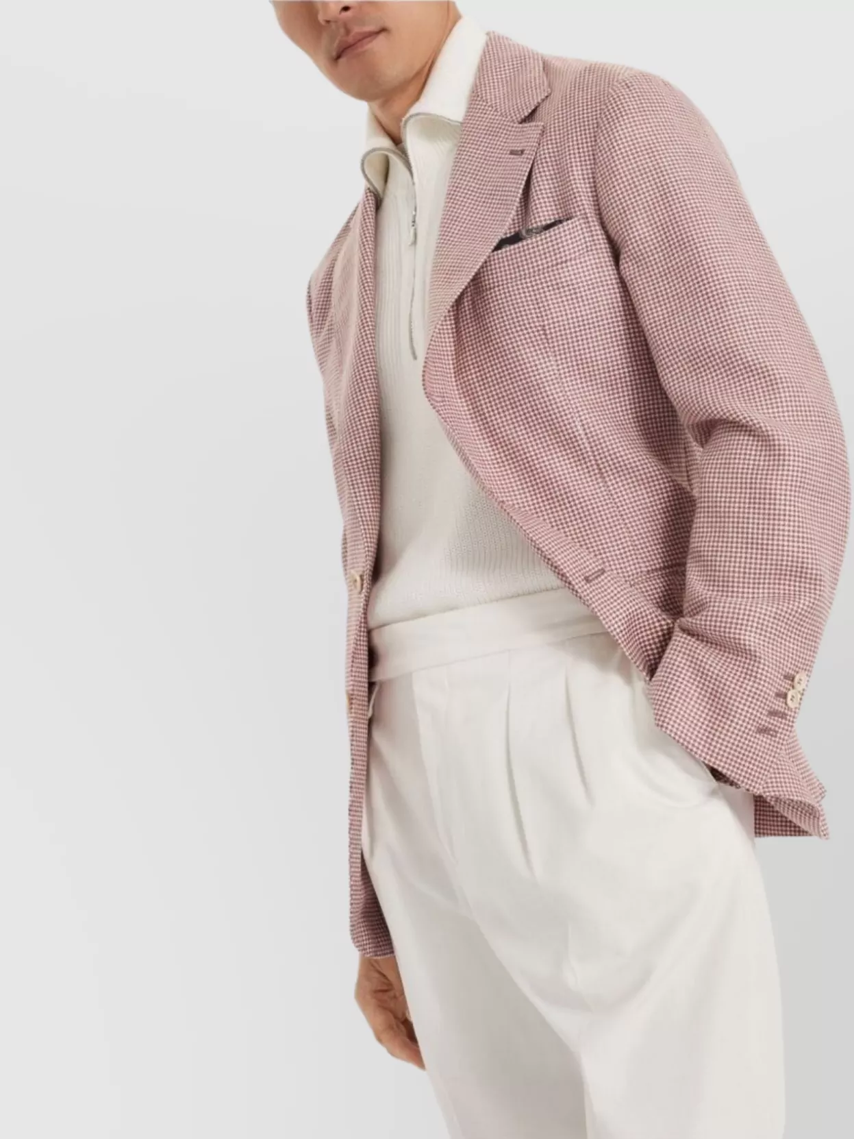 Brunello Cucinelli Single-Breasted Houndstooth Jacket With Notch Lapel